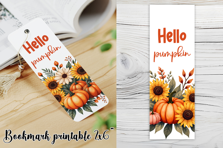 Cute fall pumpkin bookmark printable | Autumn bookmark PNG