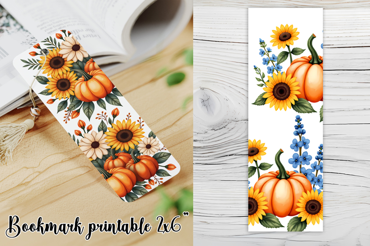 Cute fall pumpkin bookmark printable | Autumn bookmark PNG