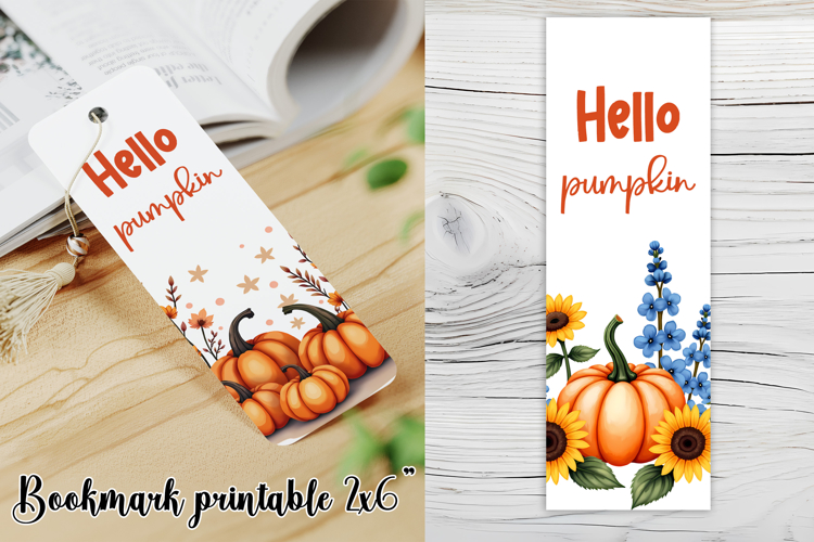 Cute fall pumpkin bookmark printable | Autumn bookmark PNG