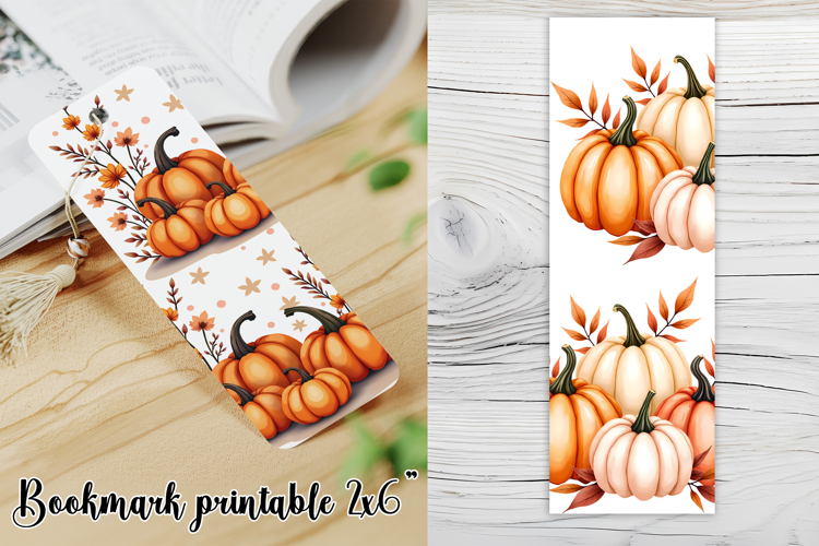 Cute fall pumpkin bookmark printable | Autumn bookmark PNG