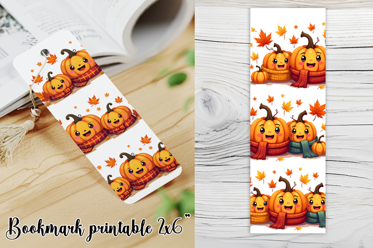 Cute fall pumpkin bookmark printable | Autumn bookmark PNG