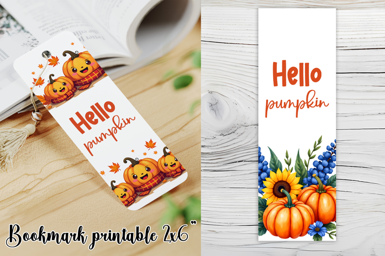 Cute fall pumpkin bookmark printable | Autumn bookmark PNG