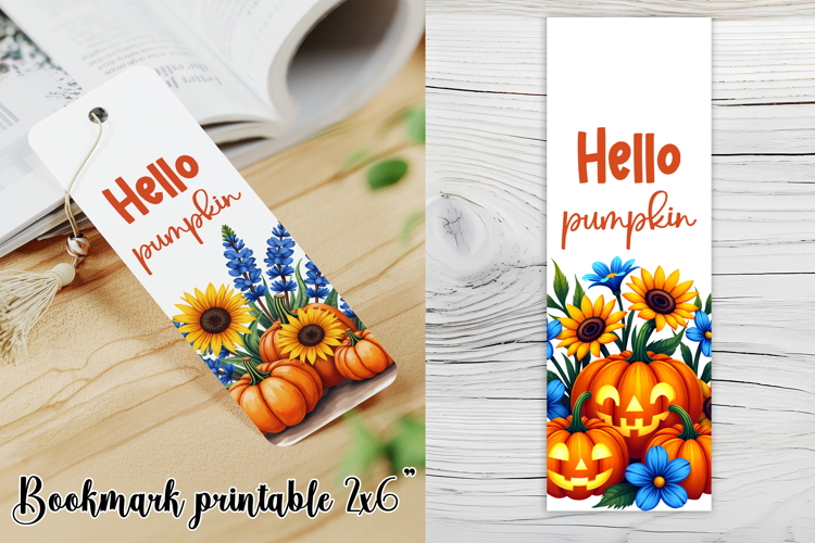 Cute fall pumpkin bookmark printable | Autumn bookmark PNG