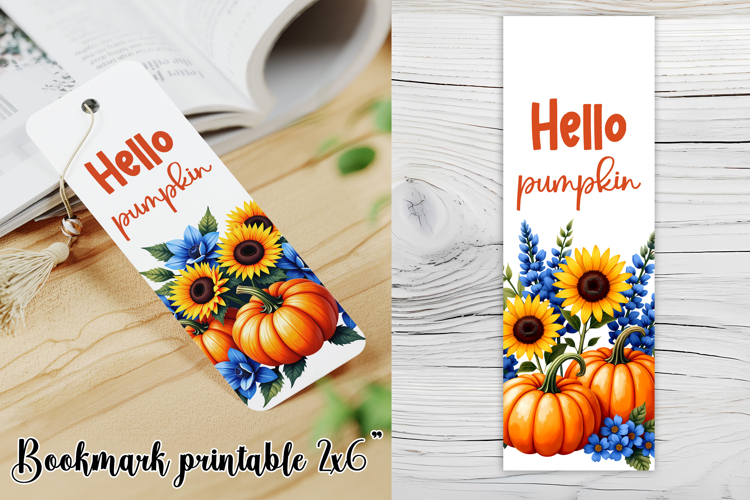 Cute fall pumpkin bookmark printable | Autumn bookmark PNG