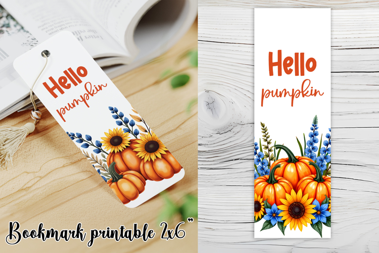 Cute fall pumpkin bookmark printable | Autumn bookmark PNG