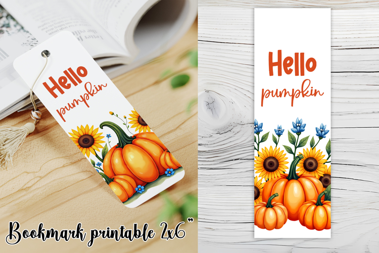 Cute fall pumpkin bookmark printable | Autumn bookmark PNG