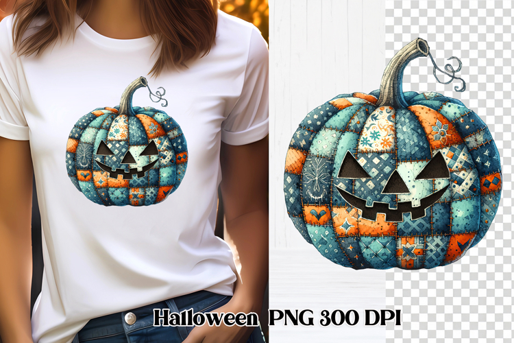 Halloween Patchwork Pumpkin Clipart PNG Design