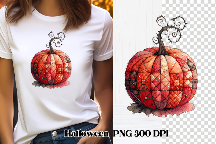 Halloween Patchwork Pumpkin Clipart PNG Design