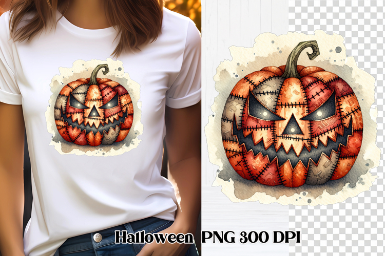 Halloween Patchwork Pumpkin Clipart PNG Design