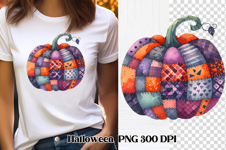 Halloween Patchwork Pumpkin Clipart PNG Design