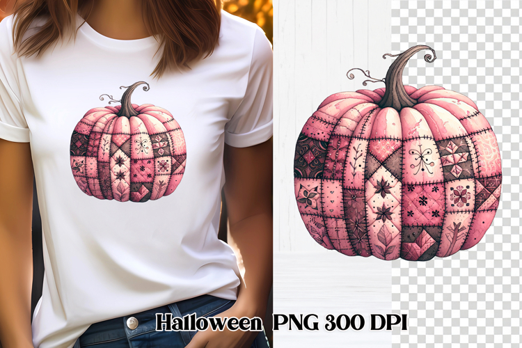 Halloween Patchwork Pumpkin Clipart PNG Design