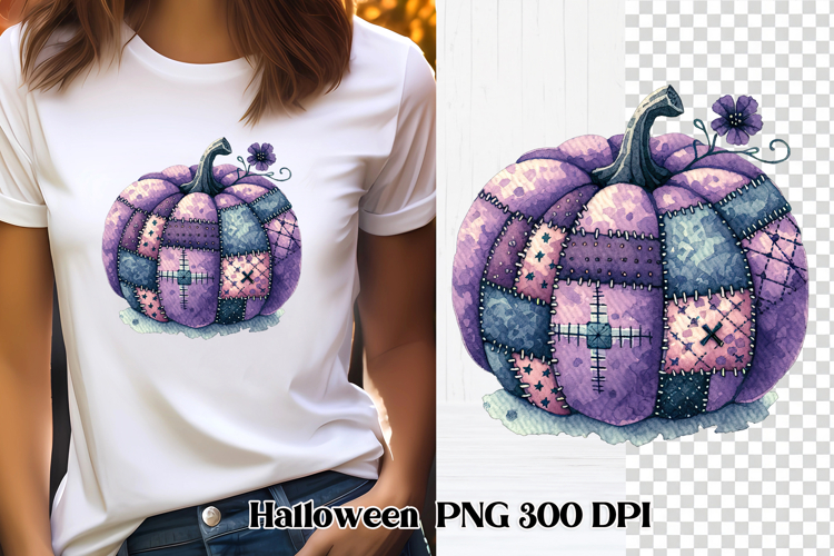 Halloween Patchwork Pumpkin Clipart PNG Design