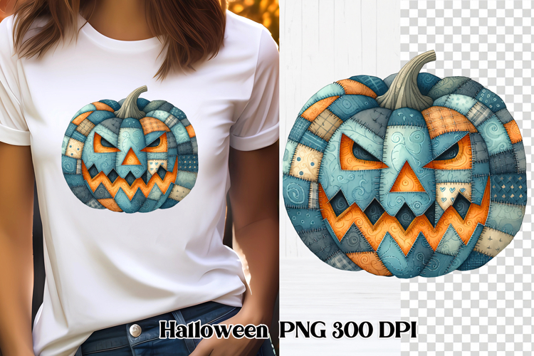 Halloween Patchwork Pumpkin Clipart PNG Design