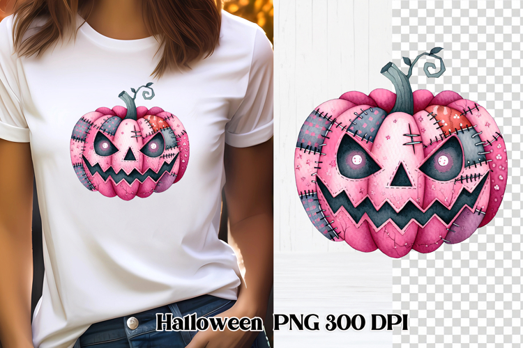 Halloween Patchwork Pumpkin Clipart PNG Design