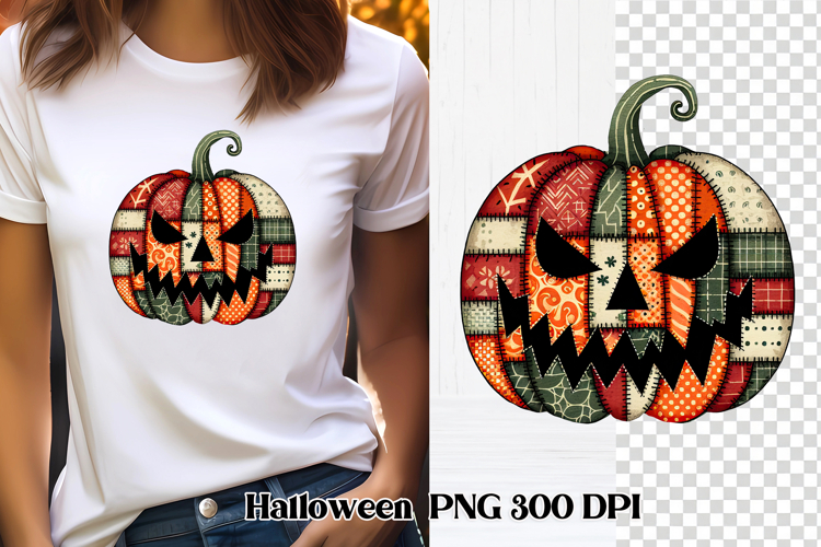 Halloween Patchwork Pumpkin Clipart PNG Design