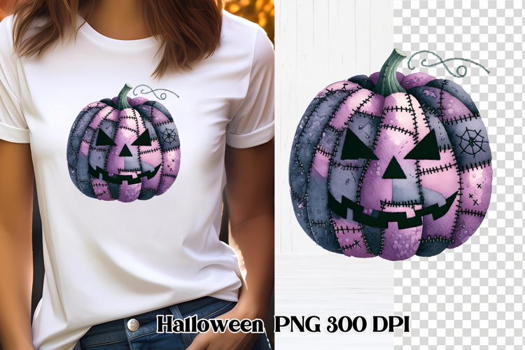 Halloween Patchwork Pumpkin Clipart PNG Design