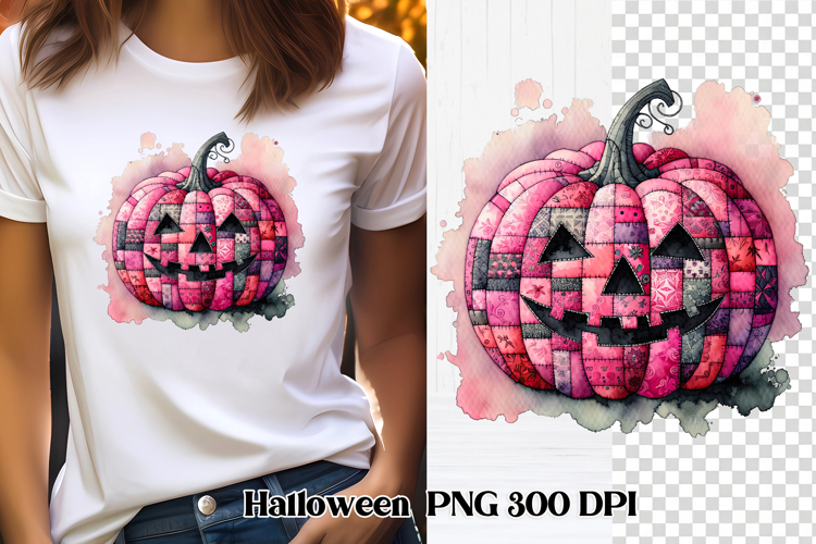 Halloween Patchwork Pumpkin Clipart PNG Design