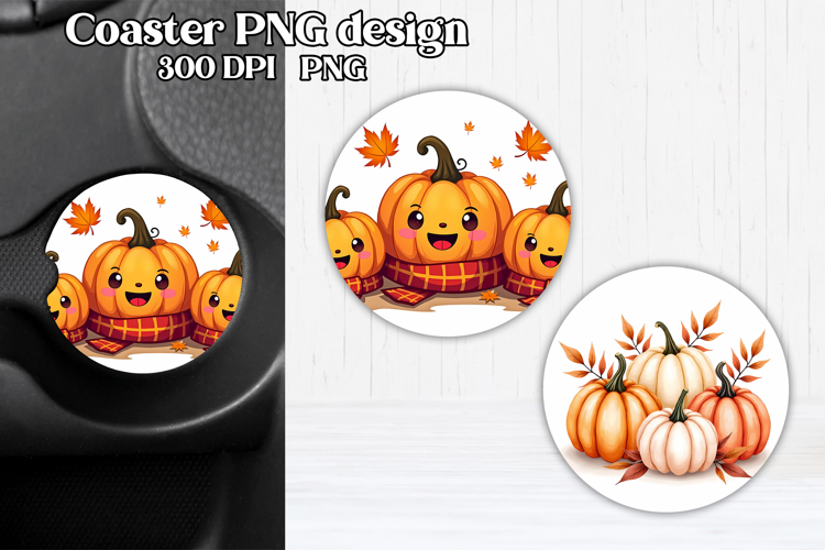 Pumpkin car coaster sublimation design | Fall car coaster