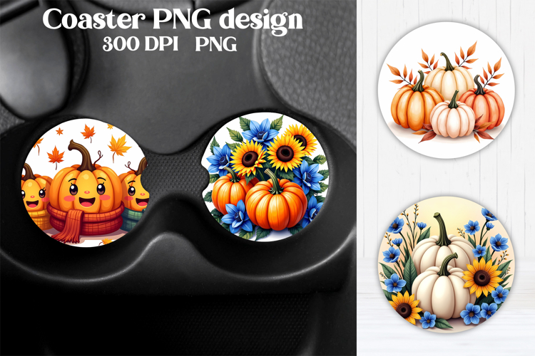 Pumpkin car coaster sublimation design | Fall car coaster
