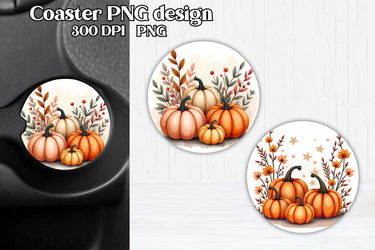 Pumpkin car coaster sublimation design | Fall car coaster