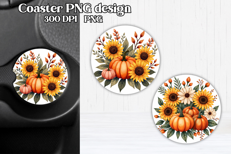 Pumpkin car coaster sublimation design | Fall car coaster