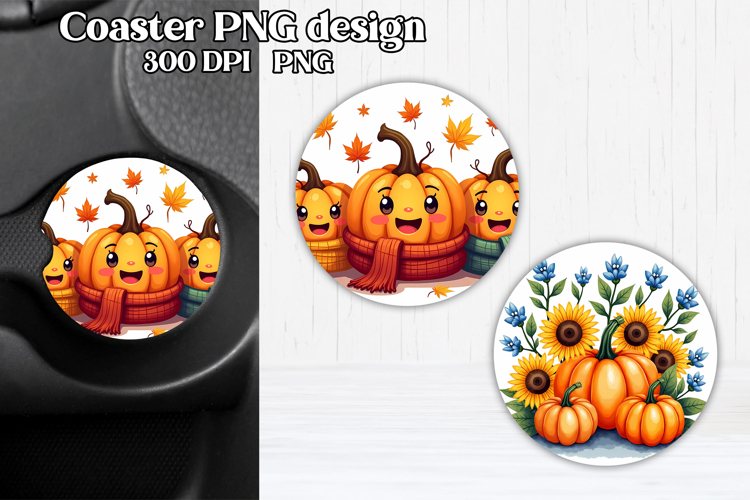 Pumpkin car coaster sublimation design | Fall car coaster
