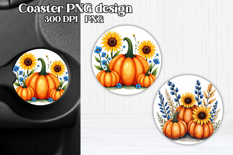 Pumpkin car coaster sublimation design | Fall car coaster