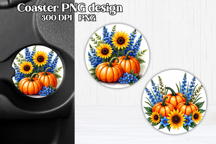 Pumpkin car coaster sublimation design | Fall car coaster