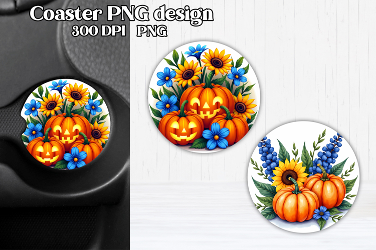 Pumpkin car coaster sublimation design | Fall car coaster