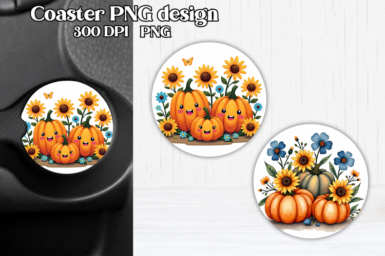 Pumpkin car coaster sublimation design | Fall car coaster