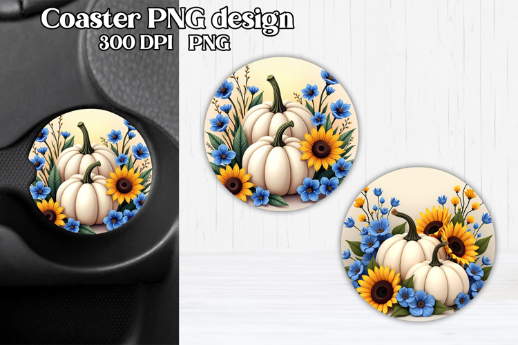 Pumpkin car coaster sublimation design | Fall car coaster