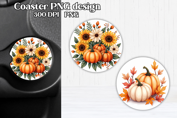 Pumpkin car coaster sublimation design | Fall car coaster