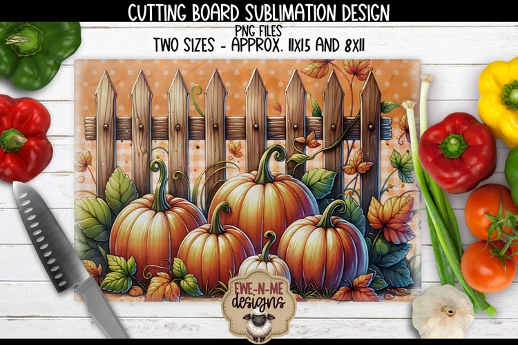 Pumpkin Fence Rectangle Cutting Board Design for Sublimation