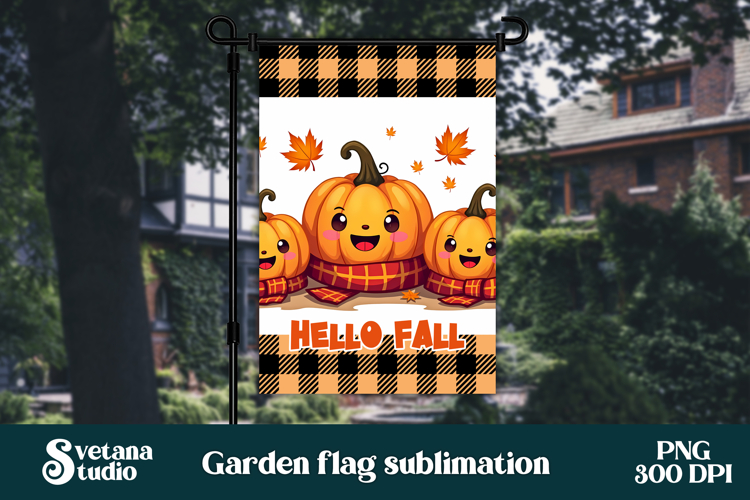 Fall pumpkin flag PNG design | Garden flag PNG