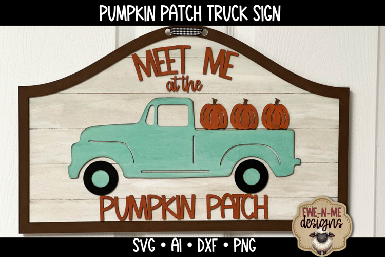 Pumpkin Patch Truck for Laser Cutting | Laser Cut Sign SVG
