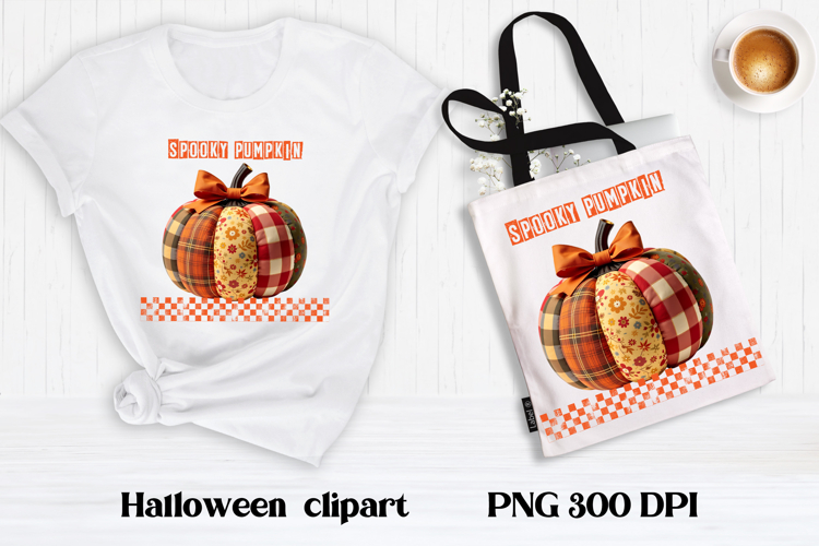 Halloween patchwork pumpkin clipart | Halloween sublimation