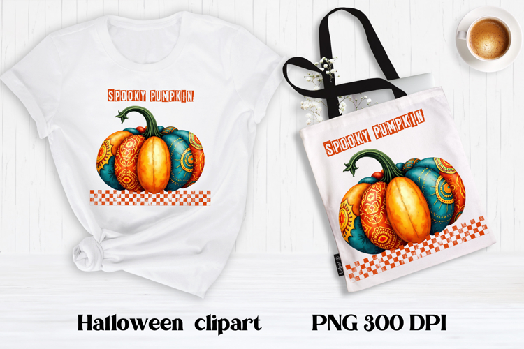 Halloween patchwork pumpkin clipart | Halloween sublimation