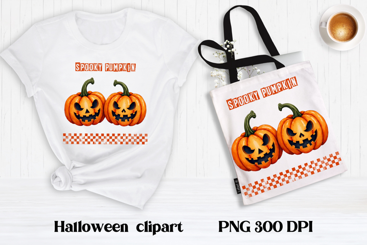 Halloween patchwork pumpkin clipart | Halloween sublimation