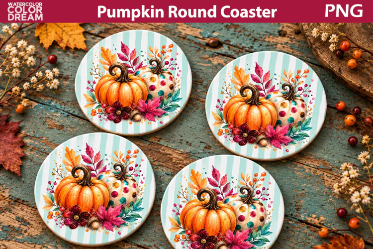 Pumpkin Round Coaster | Fall Sublimation Car Coaster