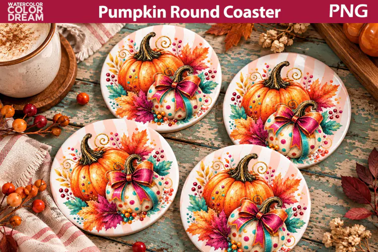 Pumpkin Round Coaster | Thanksgiving Sublimation