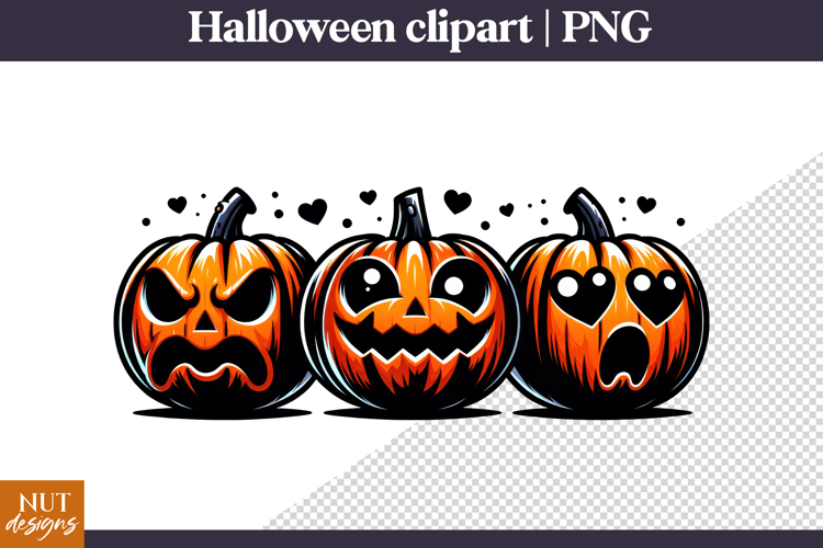 Cute Creepy Halloween Clipart Halloween Pumpkin Faces PNG