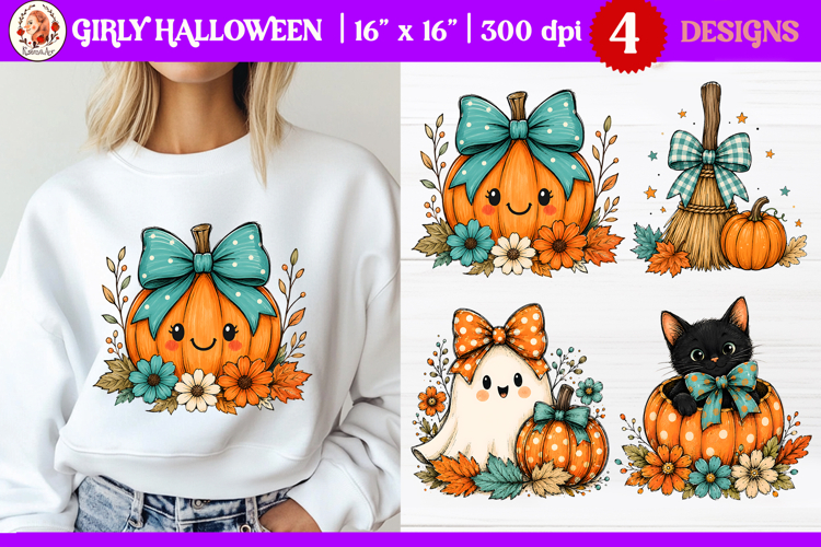 Girly autumn pumpkin sublimation with cute pumpkins