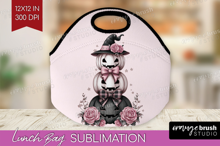 Pumpkins Cute Lunch Bag Pink Halloween Lunch Bug PNG