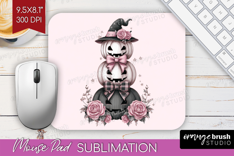 Pumpkins Cute Mouse Pad Sublimation Pink Halloween Mousepad