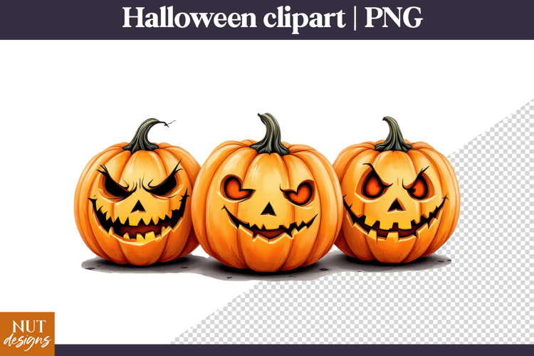 Cute Creepy Halloween Clipart Halloween Pumpkin Faces PNG