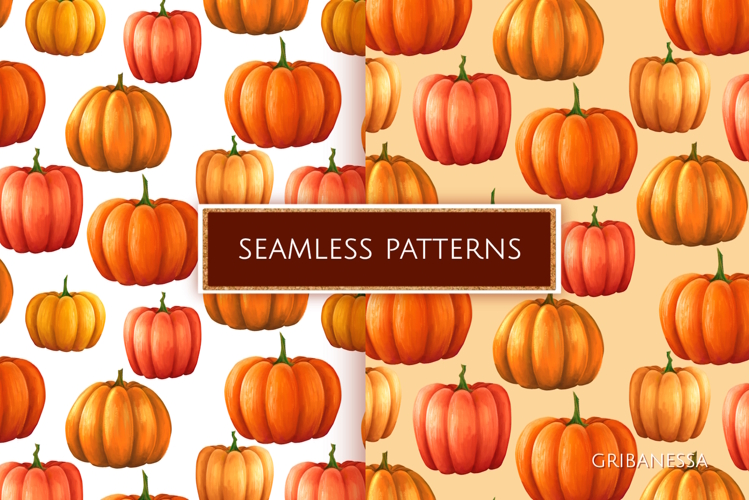 Autumn Pumpkin Seamless Patterns