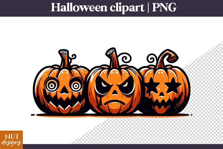 Cute Creepy Halloween Clipart Halloween Pumpkin Faces PNG