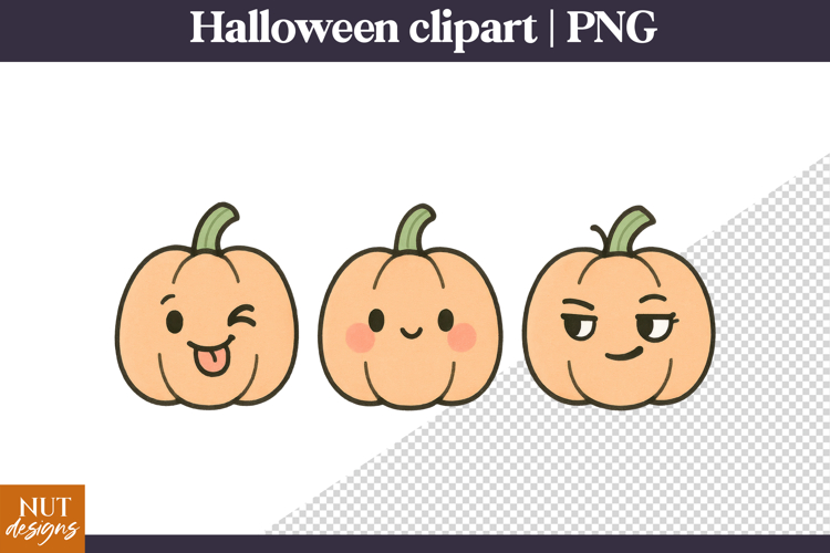 Cute Creepy Halloween Clipart Halloween Pumpkin Faces PNG