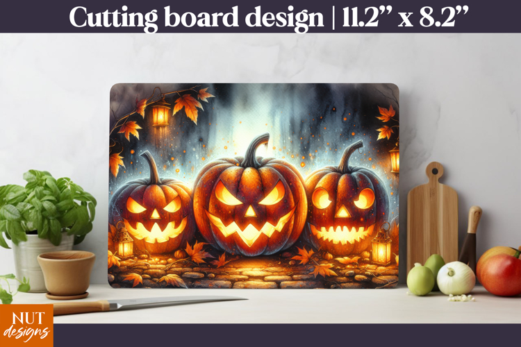 Glowing Jack-O-Lantern Board Halloween kitchen decor