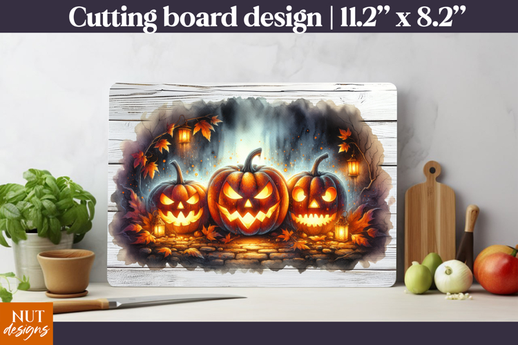 Glowing Jack-O-Lantern Board Halloween kitchen decor